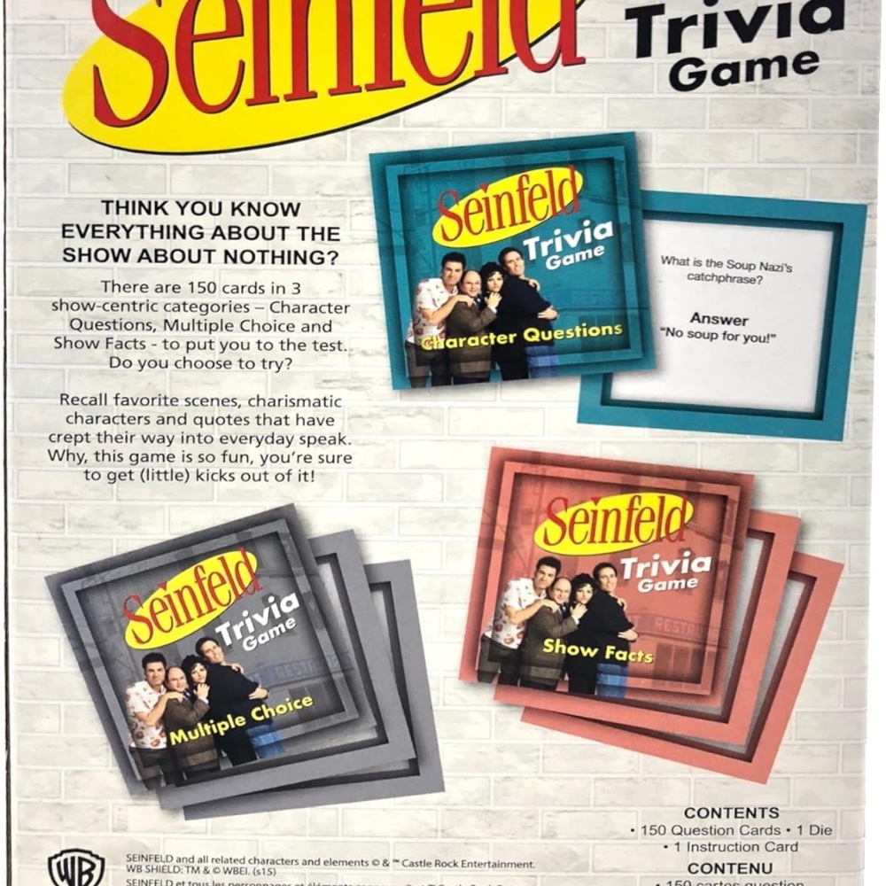 🔥SALE RARE! Seinfeld Trivia Game – 150 Cards – NEW & Unopened! 🎉 - Picture 3 of 5